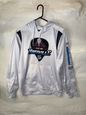 CCM White Nashville Hooded Team Pullover